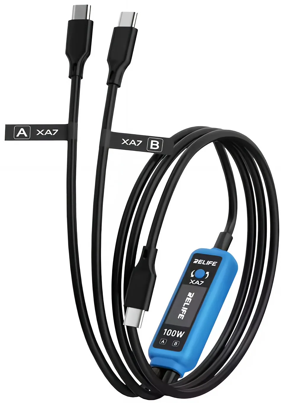 Cavo di Ricarica USB-C - 2 x USB-C Relife XA7 Display, 100W, 1,33m, Nero - immagine 1