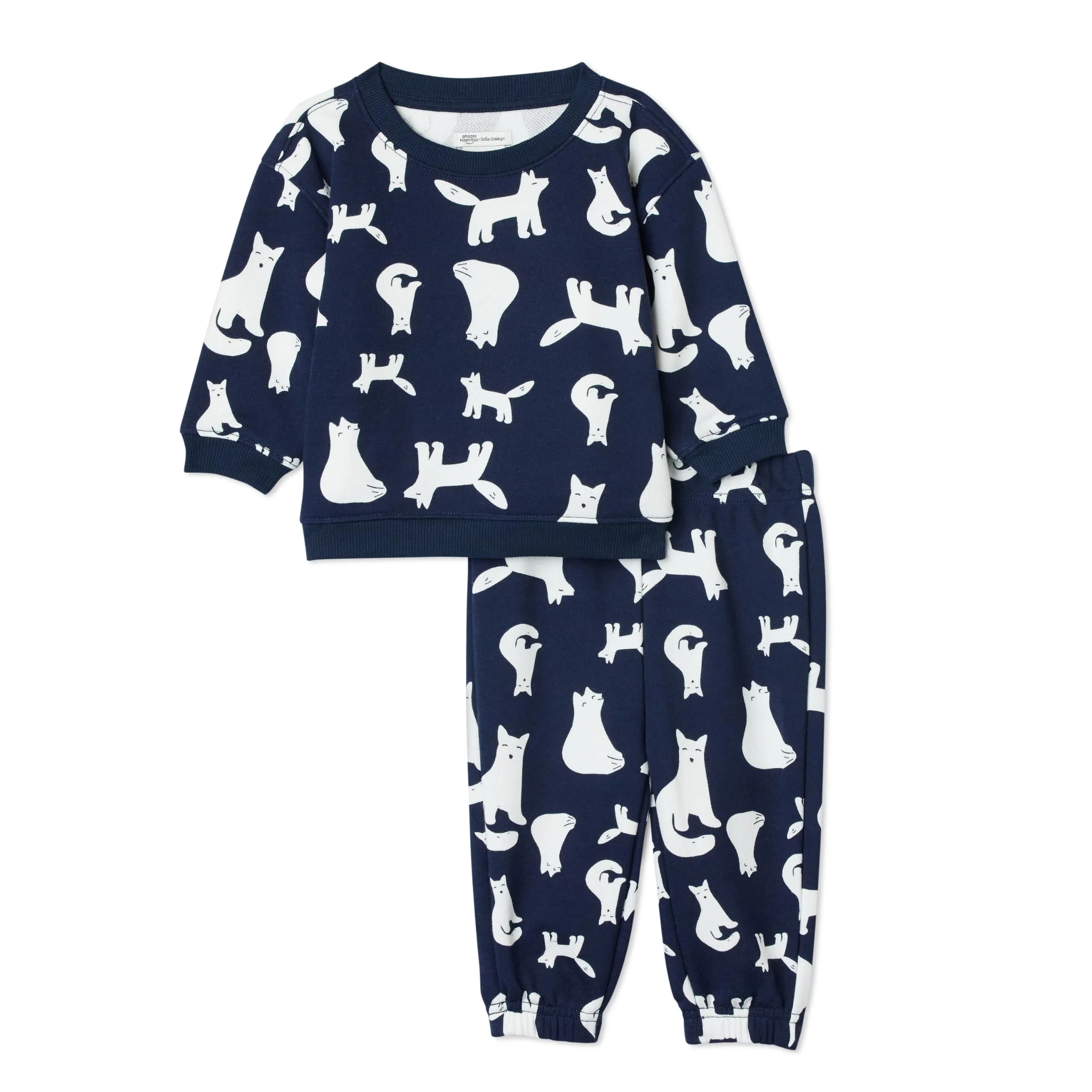 Amazon Essentials x Sofia Grainge Set Con Felpa E Pantaloni Sportivi Bimbo 0-24, Volpe Marina, 12 mesi - immagine 1