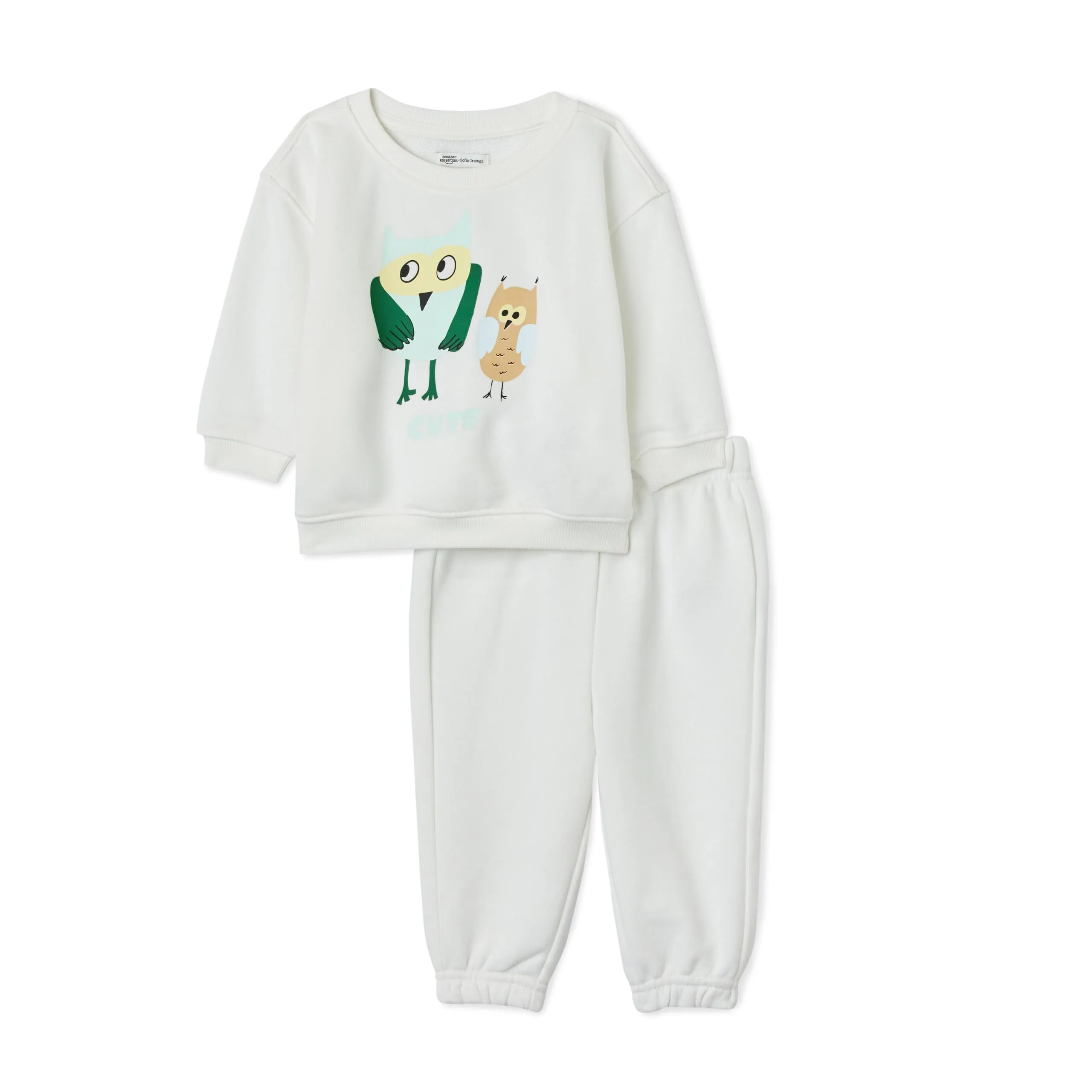 Amazon Essentials x Sofia Grainge Set Con Felpa E Pantaloni Sportivi Bimbo 0-24, Gufi Blu Pallido, 6-9 mesi - immagine 1