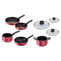 Batteria pentole Alluminio antiaderente ( 8 pz) CUCINA MEDITERRANEA Rosso e Nero 010254600008 - immagine 1