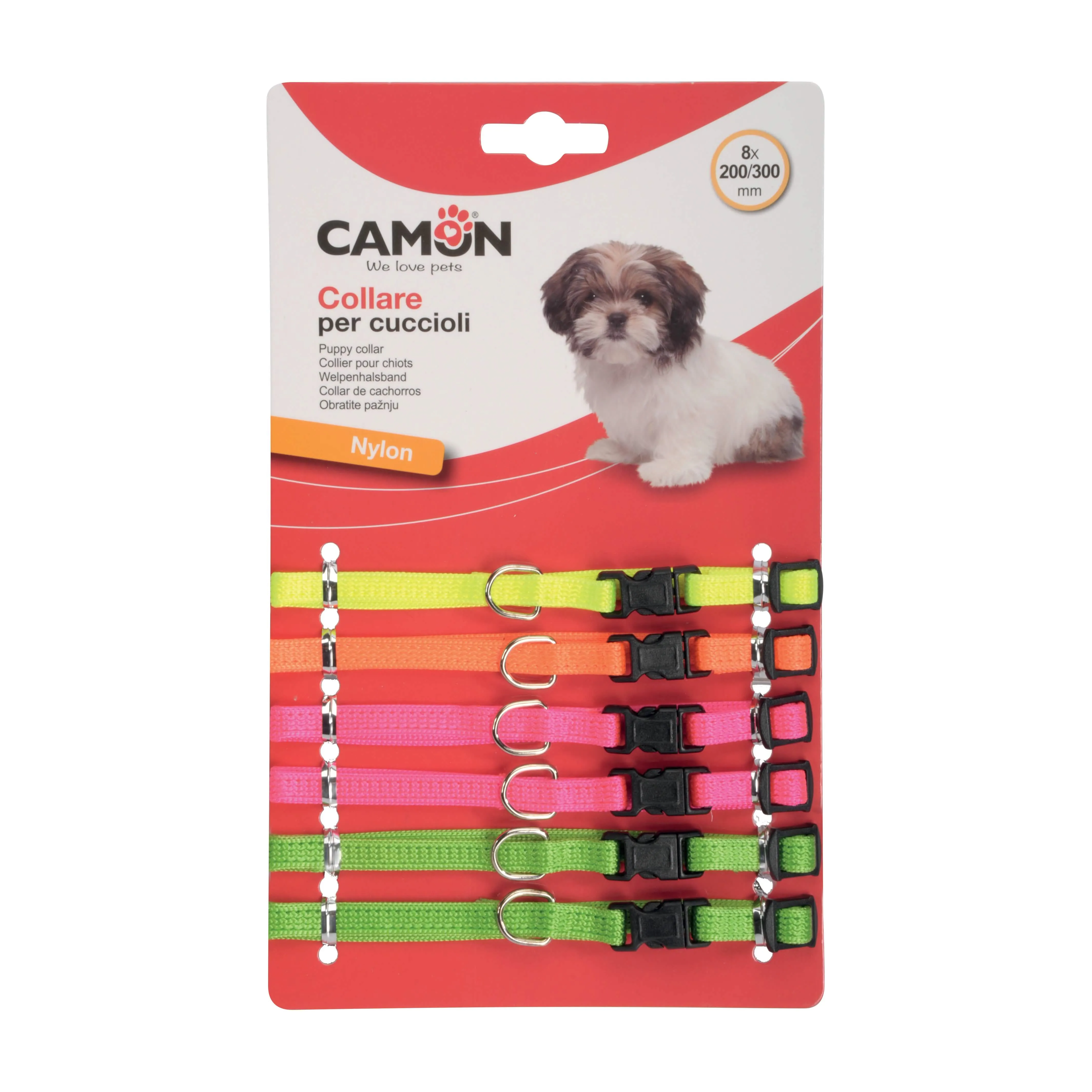 Collare puppy regolabile 200/300 mm neon 8 mm 6 pezzi - immagine 1
