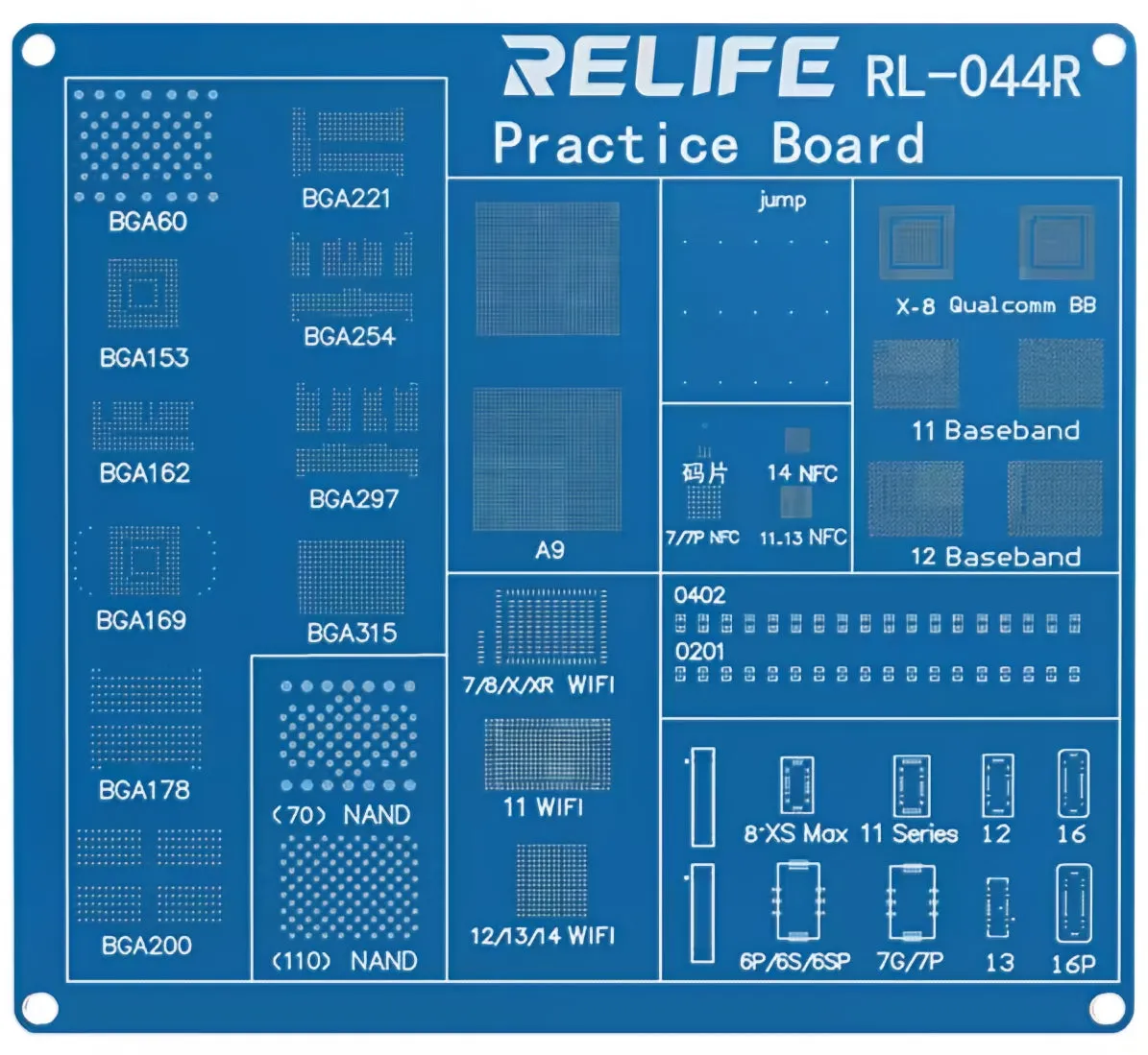 Scheda di esercitazione per lavorazioni BGA Relife RL-044R per serie Apple iPhone. - immagine 1