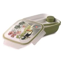 Porta pasto (21x21x8cm) 2V Tucano con posate LUNCH BOX Verde 000378 - immagine 1