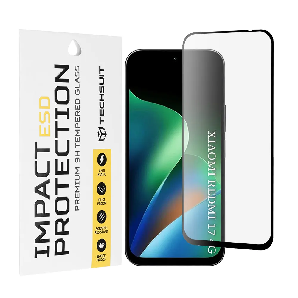 Pellicola protettiva per schermo Techsuit per Xiaomi Redmi 17 5G / 17 4G, Vetro temperato, Full Glue, Nero - immagine 1