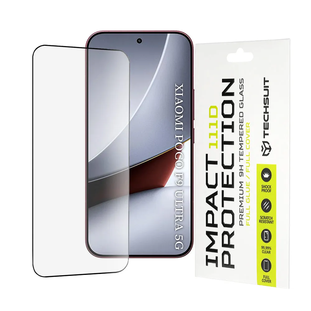 Pellicola Protettiva per Schermo Techsuit per Xiaomi Poco F9 Ultra, Vetro Temperato, Full Glue, 111D, Nero - immagine 1