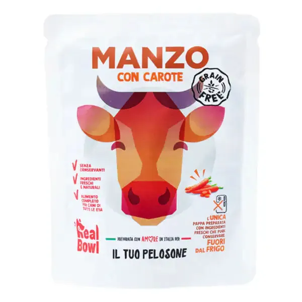 Real Bowl Dog All Breeds Grain Free 150 gr Manzo - confezione da 14 pezzi - Cibo umido per cani - immagine 1
