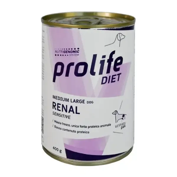 Prolife Veterinary Diet Renal Sensitive Dog Medium/Large 400 gr Maiale - confezione da 6 pezzi - Dieta veterinaria per cani - immagine 1
