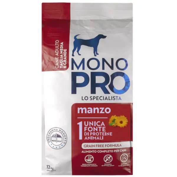 Monopro lo specialista Adult Medium/Large Grain Free Manzo 12 kg - Crocchette monoproteiche cane - immagine 1
