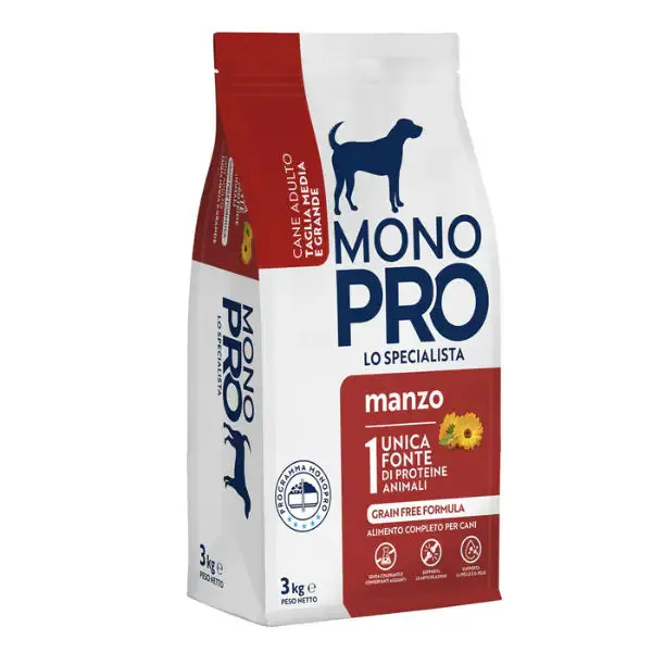 Monopro lo specialista Adult Medium/Large Grain Free Manzo 3 kg - Crocchette monoproteiche cane - immagine 1