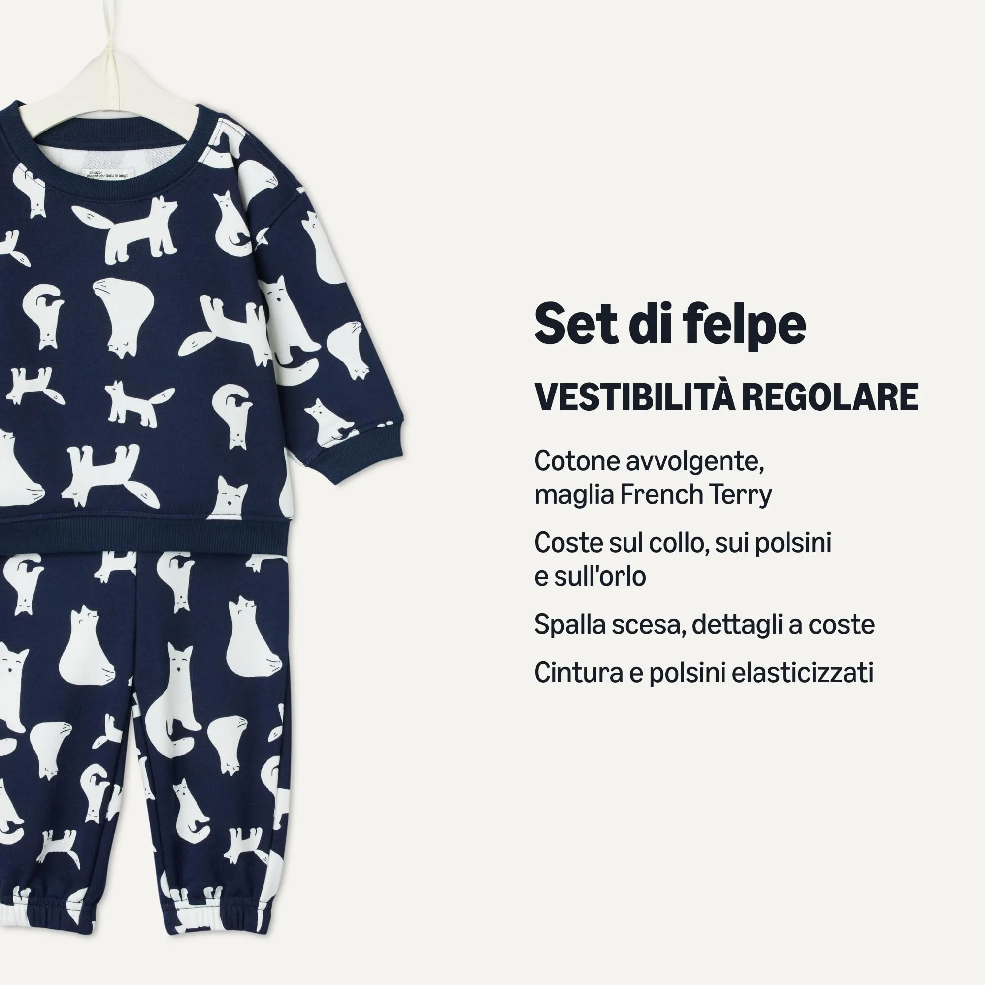 Amazon Essentials x Sofia Grainge Set Con Felpa E Pantaloni Sportivi Bimbo 0-24, Volpe Marina, 24 mesi - immagine 3