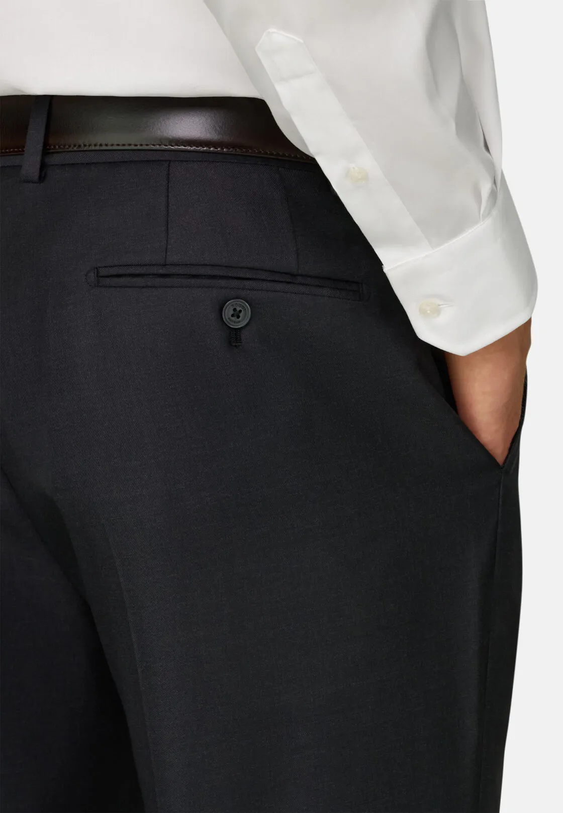 Boggi, Pantaloni In Pura Lana 130s, Uomo, Navy, Taglia: 56 - immagine 3