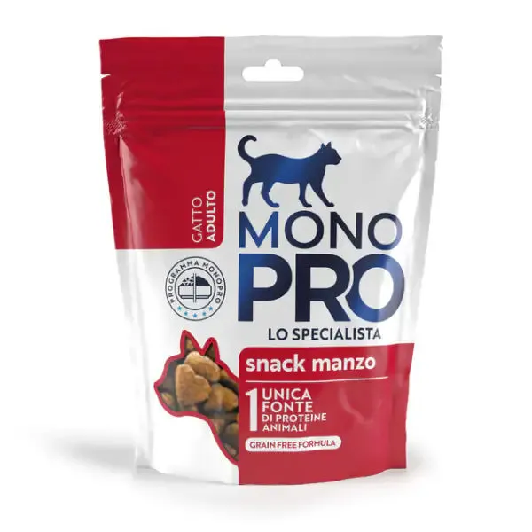 Monopro lo specialista snack Grain Free per gatti 50 gr Manzo - immagine 1