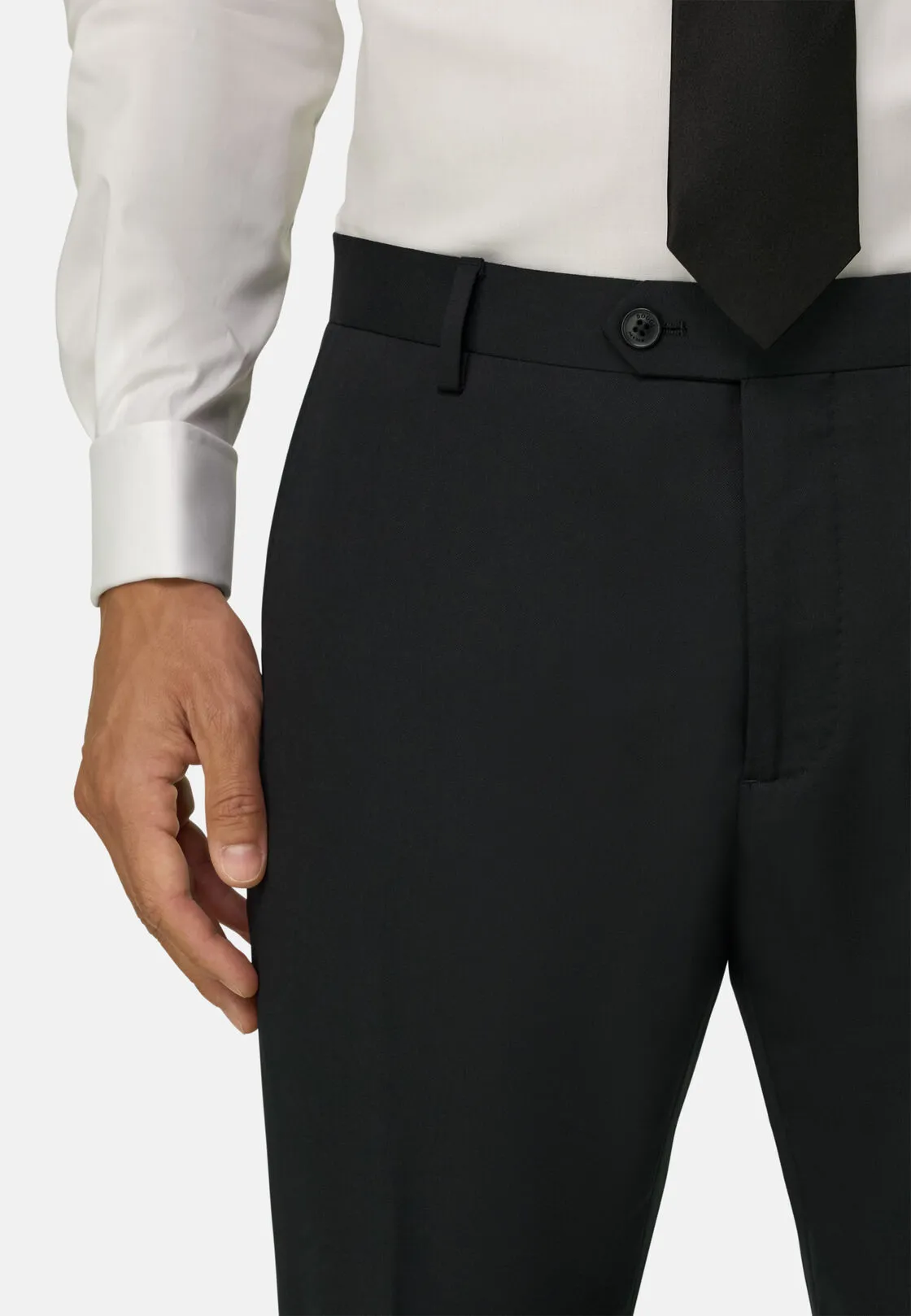 Boggi, Pantaloni In Saglia Di Lana Elasticizzata, Uomo, Nero, Taglia: 58 - immagine 3