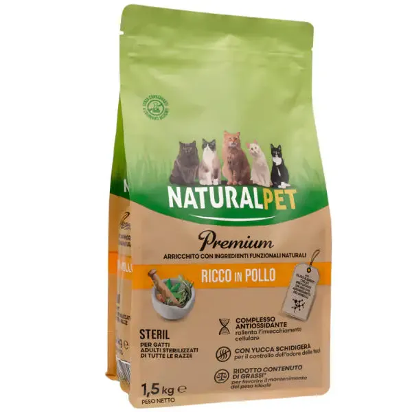 NaturalPet Premium Cat Sterilised Pollo 1,5 kg - immagine 1