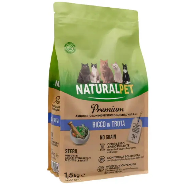 NaturalPet Premium Cat Sterilised Trota 1,5 kg - immagine 1