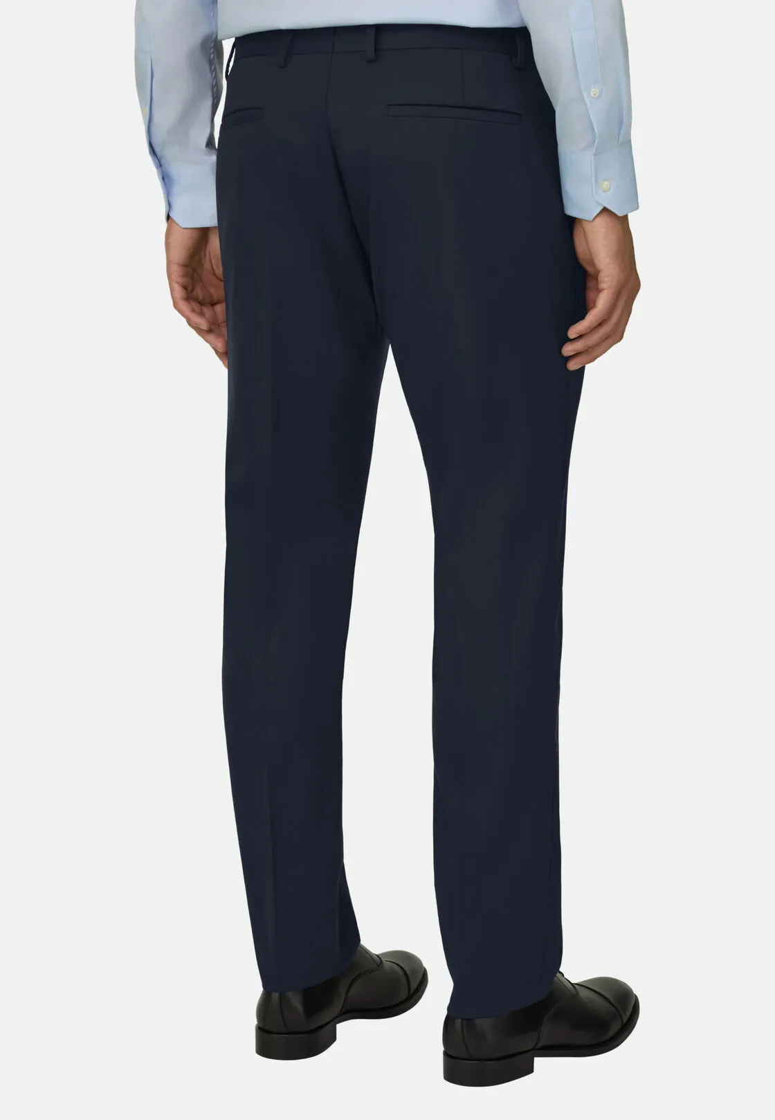 Boggi, Pantaloni In Saglia Di Lana Elasticizzata, Uomo, Navy, Taglia: 58 - immagine 5