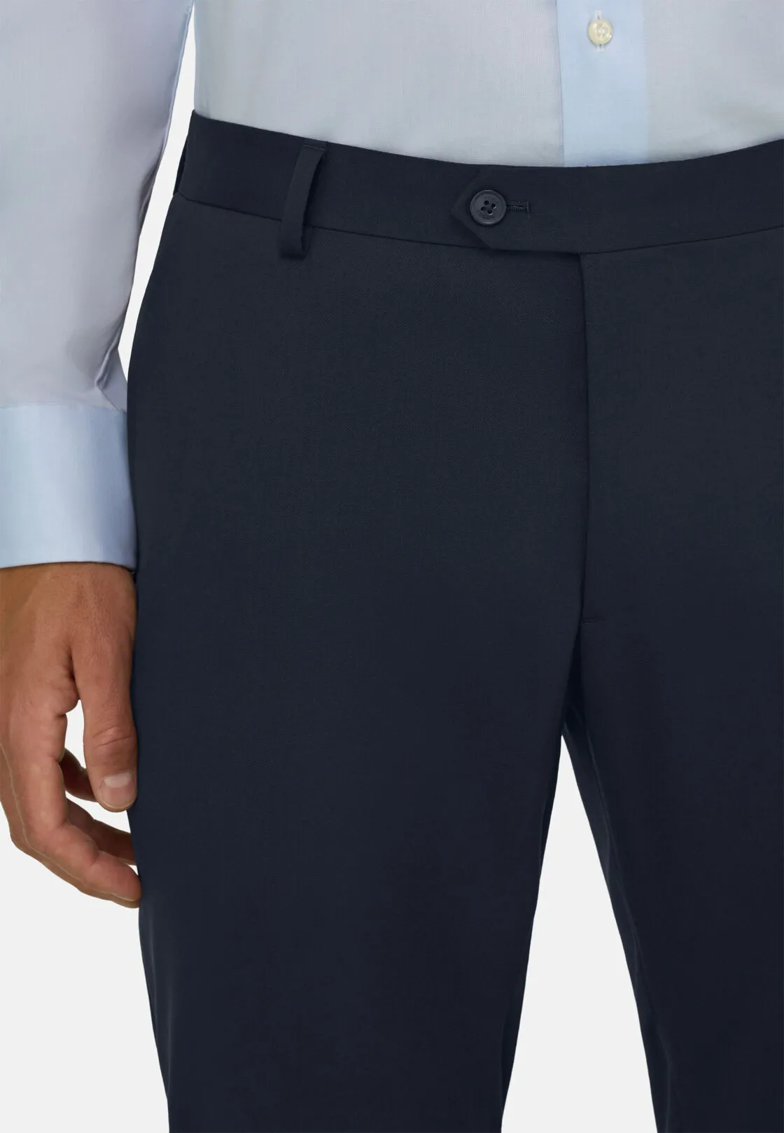 Boggi, Pantaloni In Saglia Di Lana Elasticizzata, Uomo, Navy, Taglia: 60 - immagine 3
