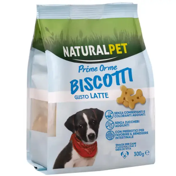 NaturalPet Prime Orme biscotti per cani Puppy 300 gr Latte senza zuccheri aggiunti - immagine 1