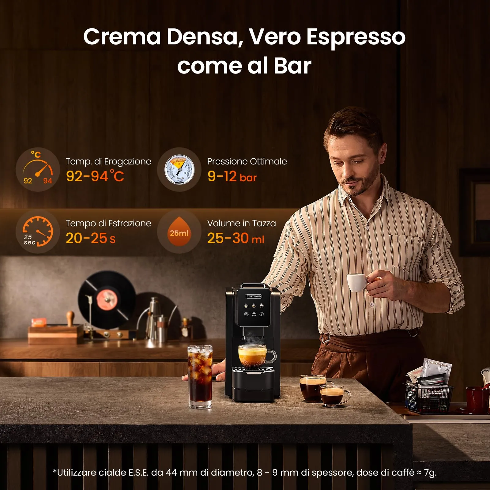 Casabar1 Macchina da Caffè per Cialde E.S.E. 44mm, Touchscreen, 4 Bevande - immagine 3
