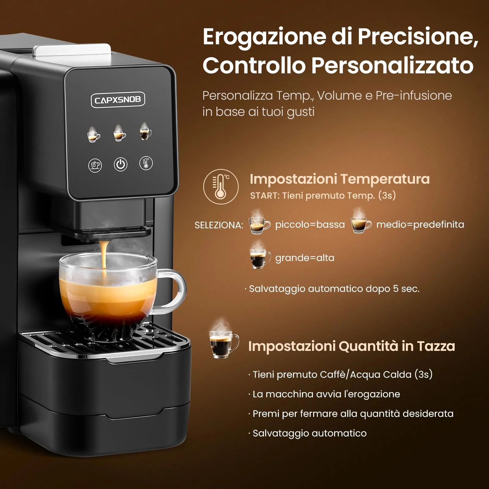 Casabar1 Macchina da Caffè per Cialde E.S.E. 44mm, Touchscreen, 4 Bevande - immagine 7