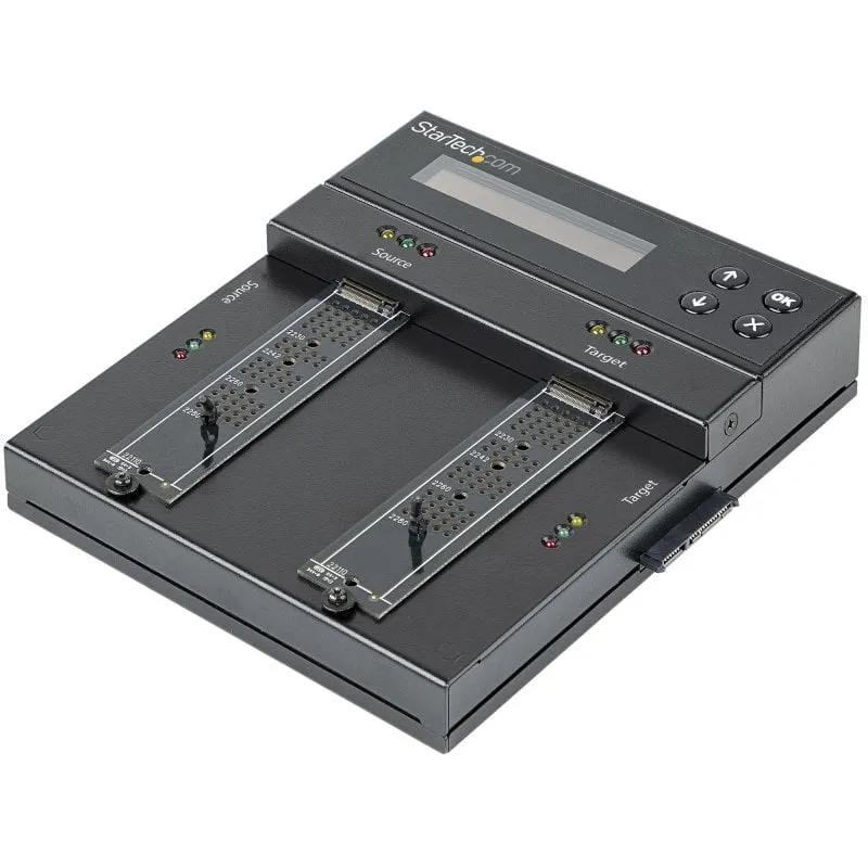 StarTech.com Duplicatore SSD/HDD M.2 SATA e M.2 Nvme - Clonatore/Eraser per dischi SSD Nvme M.2 PCIe AHCI - M.2 SATA - Duplicator e Cloner per hard disk 2.5-3.5" e SSD M.2 PCI Express e SATA - immagine 1