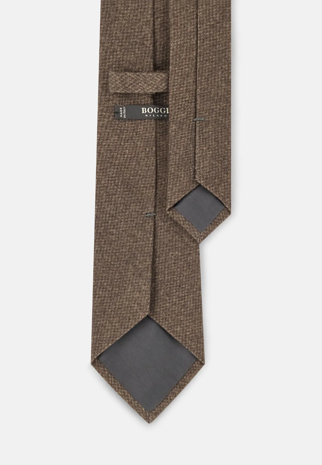 Boggi, Cravatta Stampa Motivo Armatura In Lana Cashmere, Uomo, Marrone - immagine 3