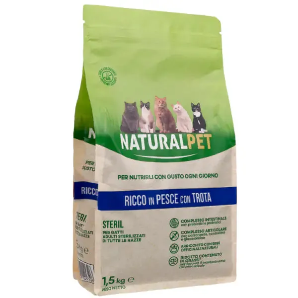 NaturalPet Cat Sterilised Trota 1,5 kg - immagine 1