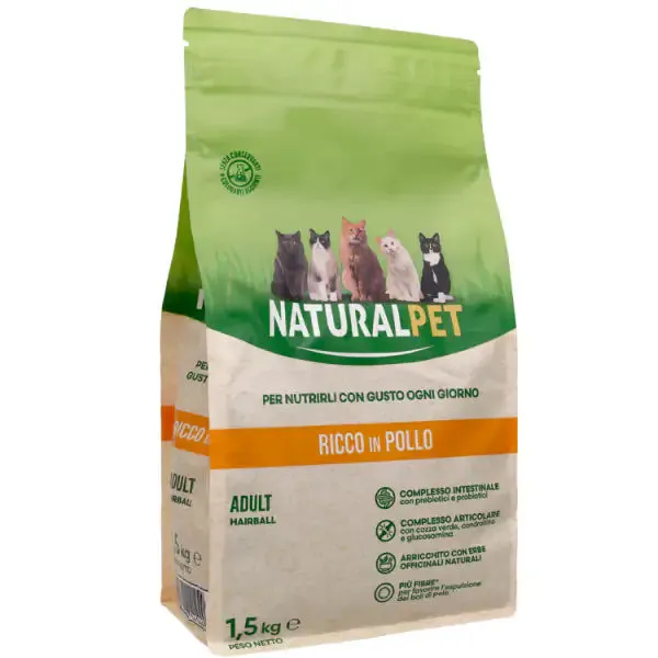 NaturalPet Cat Hairball Pollo 1,5 kg - immagine 1