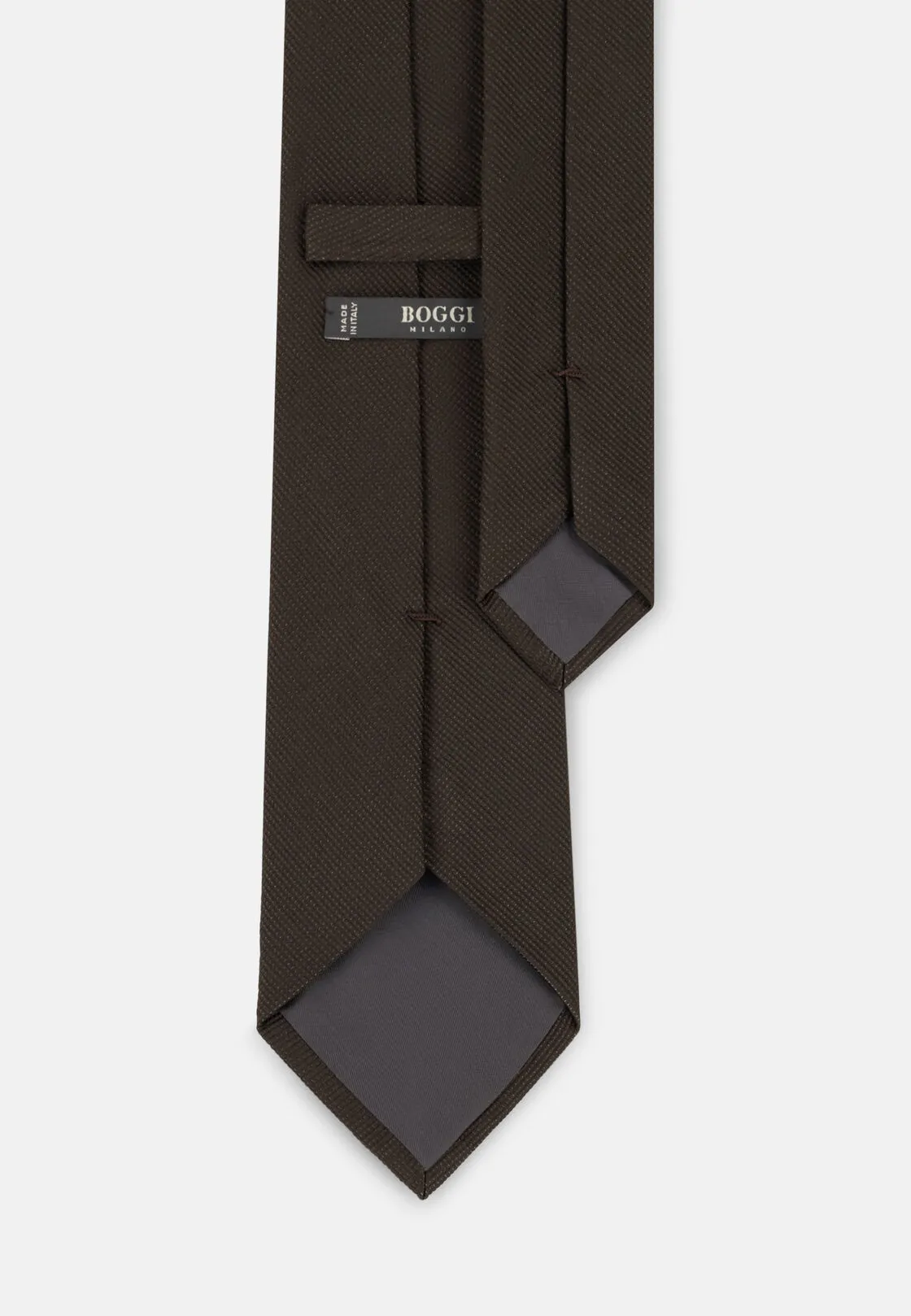 Boggi, Cravatta Jacquard Armatura Drill In Seta, Uomo, Marrone scuro - immagine 3