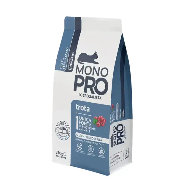 Monopro lo specialista Cat Adult Sterilised Grain Free Urinary Trota 350 gr - Cibo monoproteico gatto - immagine 1