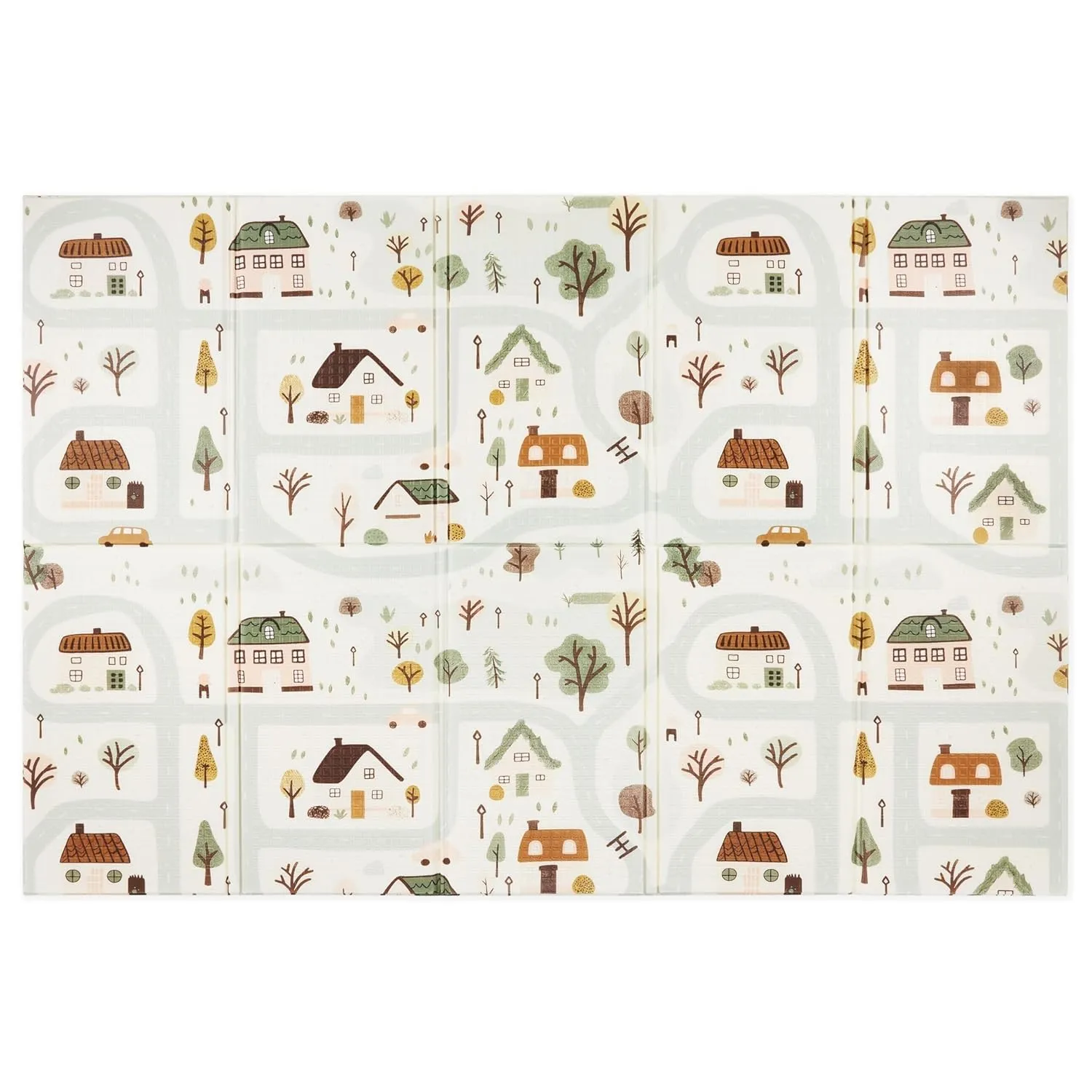 Mamabrum Tappeto Gioco Bambini Pieghevole Reversibile in Schiuma con Borsa, Tappeto per Neonati Morbido Antiscivolo Impermeabile, Fantasia Città, 180x120x1 cm - immagine 10