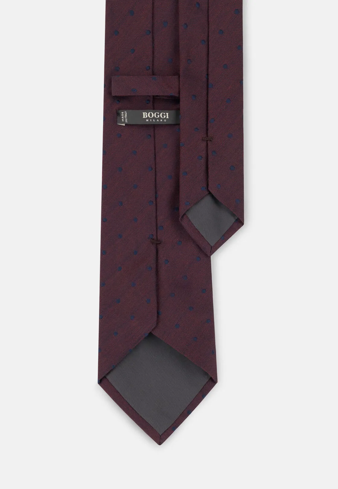 Boggi, Cravatta Jacquard Motivo Pois In Seta, Uomo, Burgundy - immagine 3