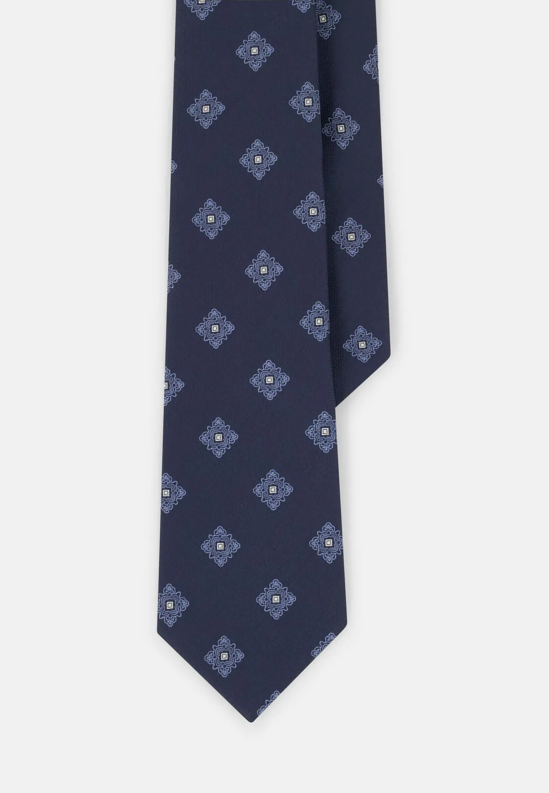 Boggi, Cravatta Jacquard Motivo Macro Medaglioni In Seta, Uomo, Navy - immagine 1