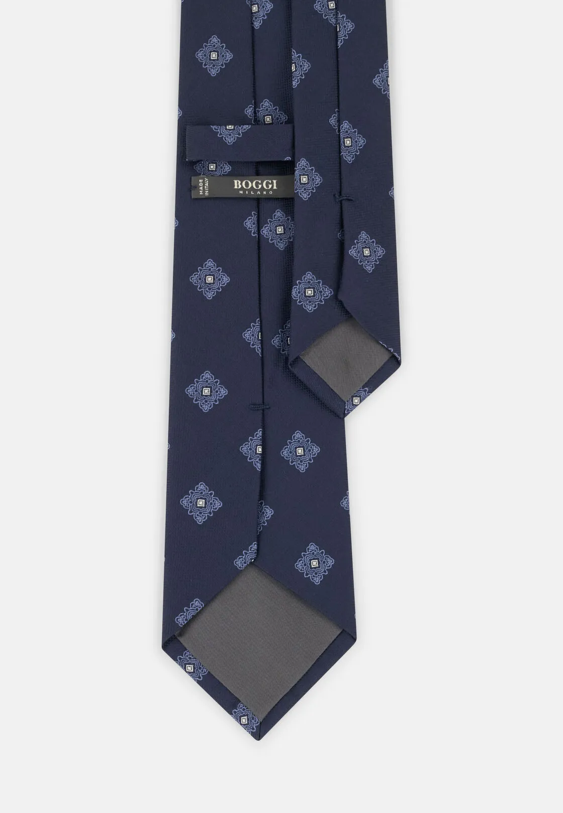 Boggi, Cravatta Jacquard Motivo Macro Medaglioni In Seta, Uomo, Navy - immagine 3