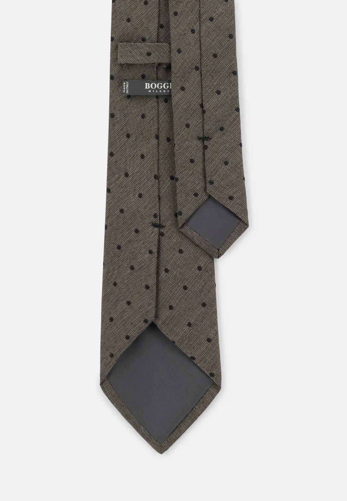 Boggi, Cravatta Jacquard Motivo Pois In Seta, Uomo, Taupe - immagine 3