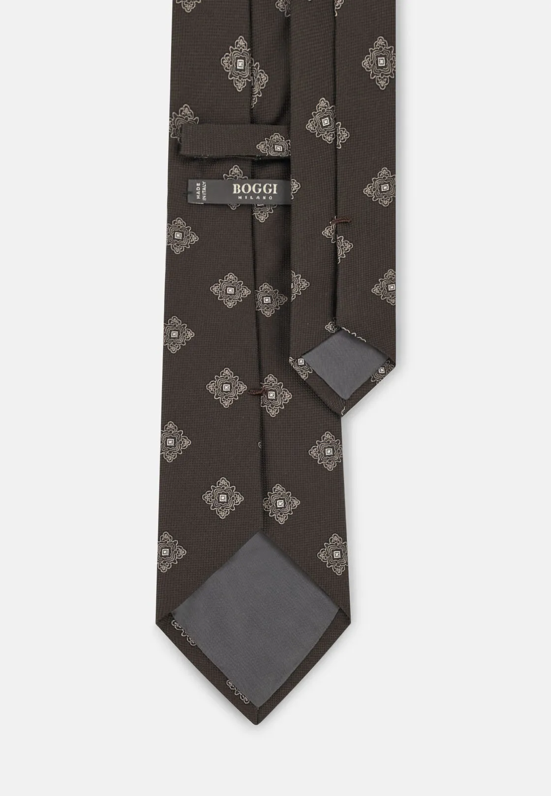 Boggi, Cravatta Jacquard Motivo Macro Medaglioni In Seta, Uomo, Marrone scuro - immagine 3