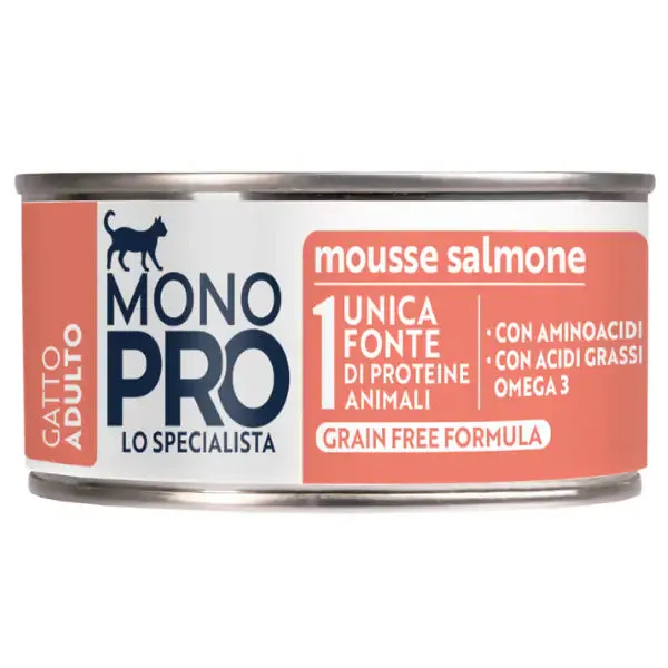 Monopro lo specialista Cat Adult Mousse Grain Free 85 gr Salmone - confezione da 6 pezzi - immagine 1