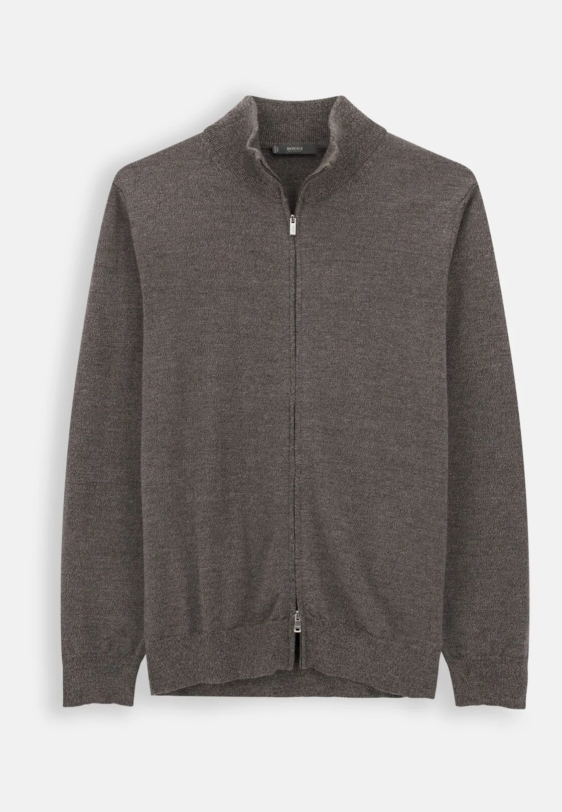 Boggi, Maglia Full Zip In Lana Merino Cashwool® Mouliné, Uomo, Taupe, Taglia: XS - immagine 5