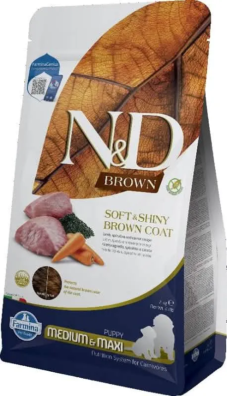 N&d brown dog lamb spirulina carrot puppy med max 2 kg - immagine 1