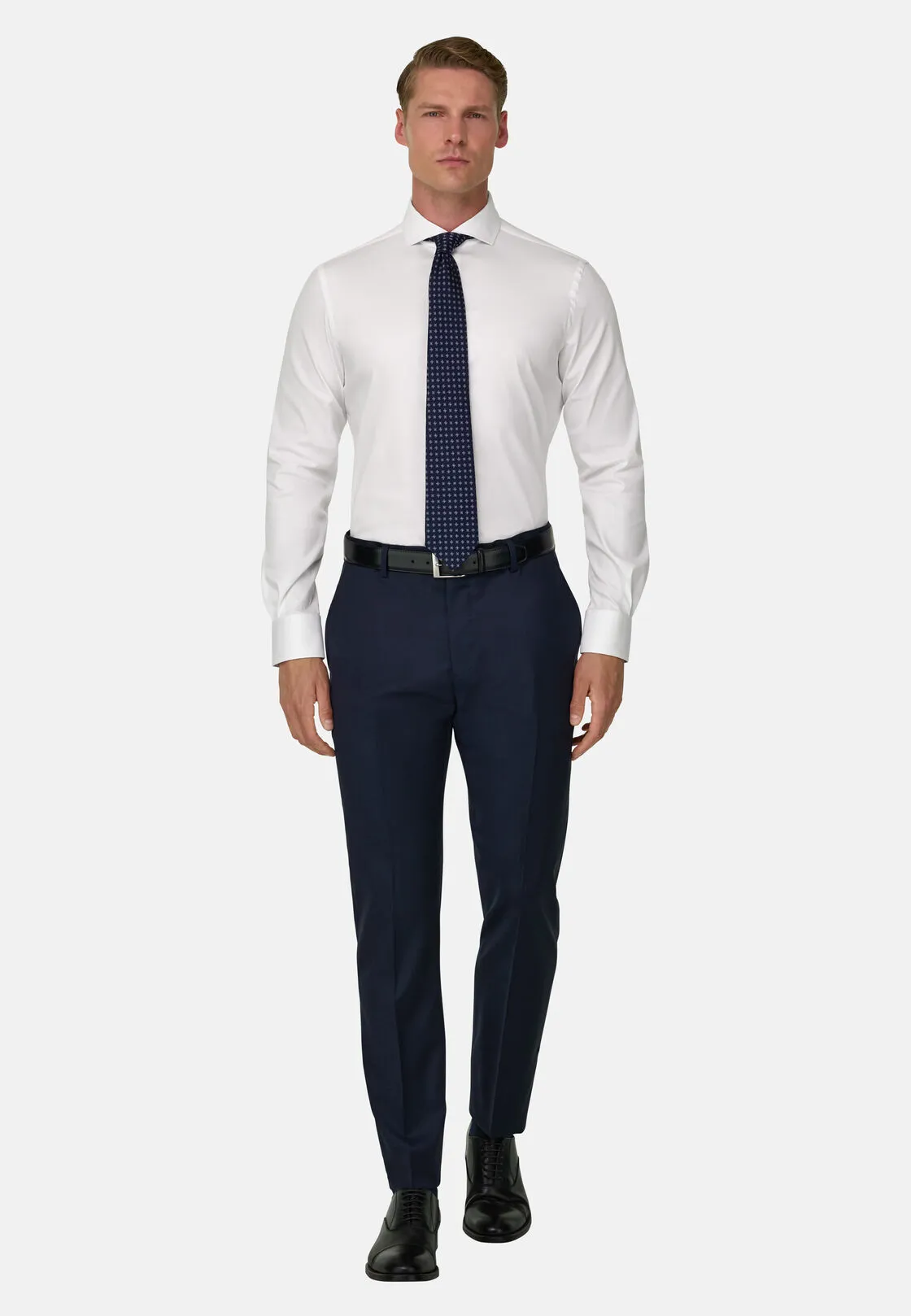 Boggi, Camicia In Dobby In Cotone Nylon Stretch Slim Fit, Uomo, Bianco, Taglia: 39 - immagine 2