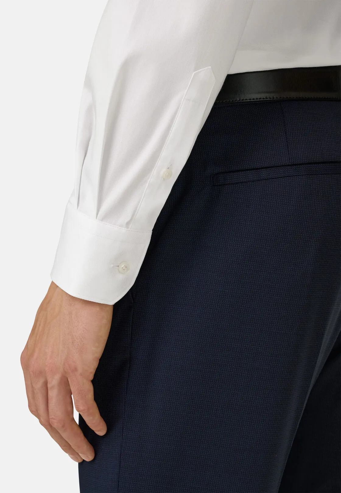 Boggi, Camicia In Dobby In Cotone Nylon Stretch Slim Fit, Uomo, Bianco, Taglia: 39 - immagine 4