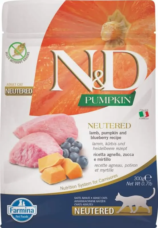 N&d pumpkin cat agnello e mirtillo ad neutered 300 g - immagine 1