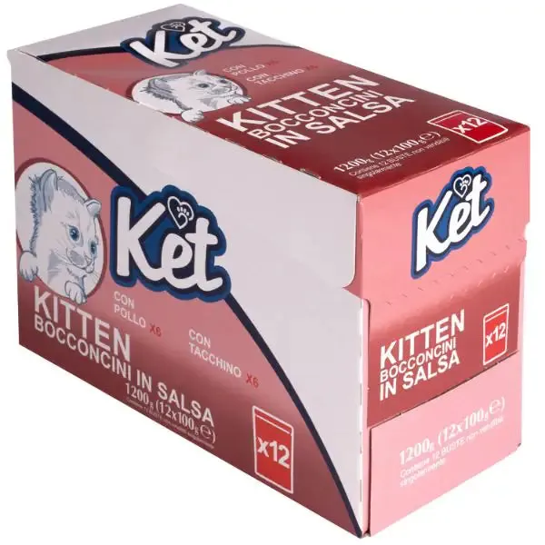 Ket Kitten Bocconcini in salsa multipack 12x100 gr 12x Pollo 12x Tacchino - immagine 1