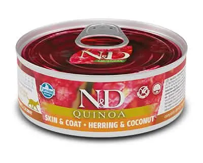 N&d cat quinoa skin & coat herring & coconut 80 g - immagine 1