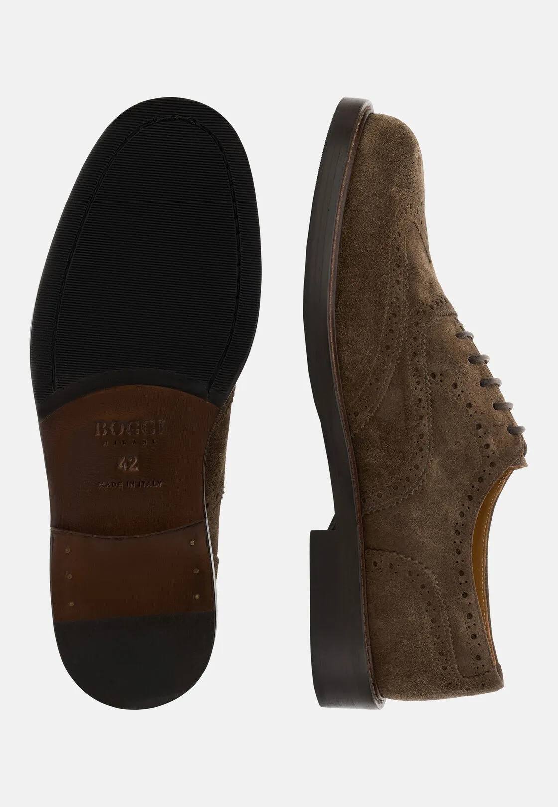 Boggi, Francesina Brogue In Pelle Scamosciata, Uomo, Taupe, Taglia: 9.5-43.5 - immagine 4