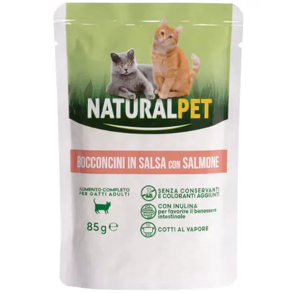 NaturalPet Cat Adult Bocconcini in salsa 85 gr Salmone - confezione da 6 pezzi - immagine 1
