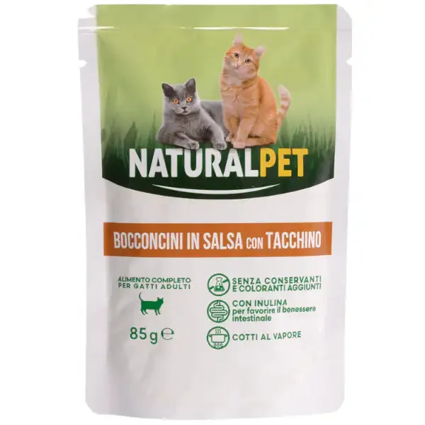 NaturalPet Cat Adult Bocconcini in salsa 85 gr Tacchino - confezione da 6 pezzi - immagine 1