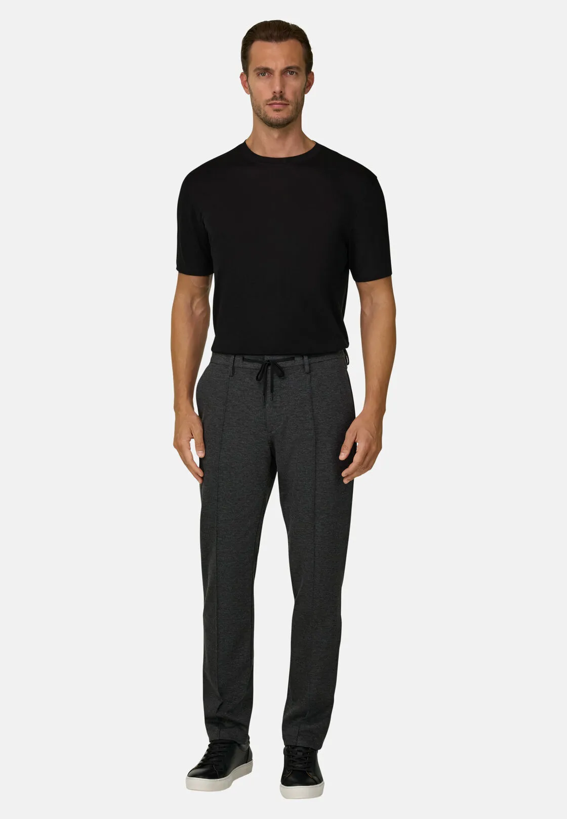 Boggi, T-shirt Jersey Misto Cotone Tencel, Uomo, Nero, Taglia: M - immagine 2