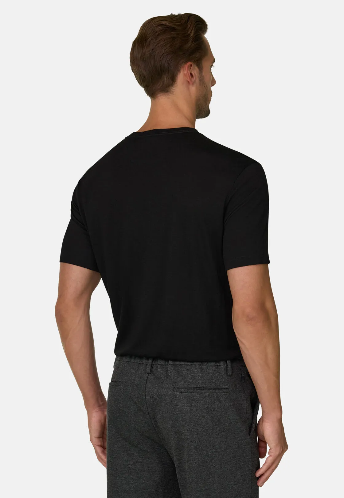 Boggi, T-shirt Jersey Misto Cotone Tencel, Uomo, Nero, Taglia: XXL - immagine 4