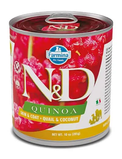 N&d dog quinoa skin & coat quail & coconut 285 g - immagine 1